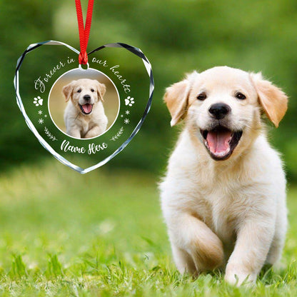 Personalized Pet Photo Ornaments, Custom Heart Glass Ornaments, Personalized Circle Glass Ornament, Custom Crystal Ornament Gifts for Dog Lovers, Cat Gifts for Cat Lover, Pet Love
