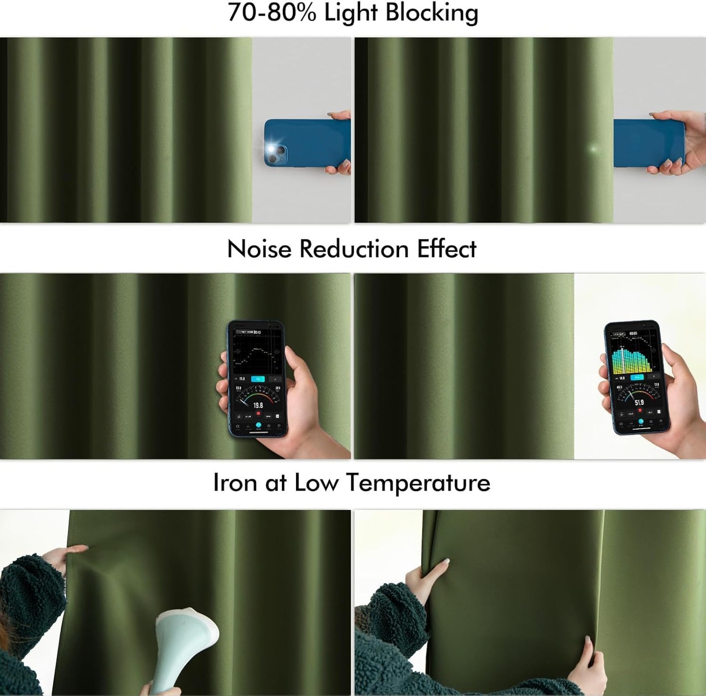 MIULEE Olive Green Back Tab Blackout Curtains 120 Inch Long 2 Panels Set for Bedroom, Rod Pocket/Pinch Pleated Extra Long Thermal Insulated Living Room Darkening Light Blocking 10FT Drapes