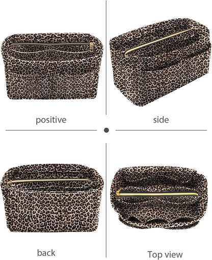 LEXSION Felt Purse Bag Organizer Insert with zipper Bag Tote Shaper Fit Speedy Neverful PM MM