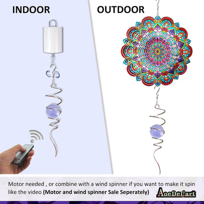 Gazing Ball Spiral Decorative Wind Spinner Sun Catcher 11inch Tail and 2 inch Glass Orb. Indoor Outdoor Garden Decoration Wind Sculptures-13 inch Height (Purple)