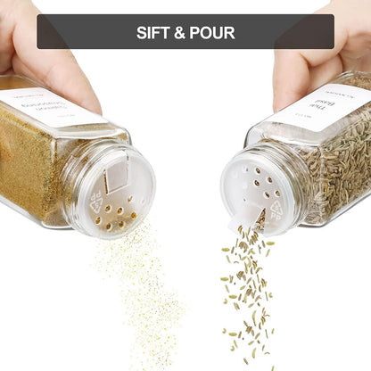 Spice Drawer Organizer with 28 Spice Jars,216 Labels,25 Non-slip Rubber, Bamboo 4 Tier Seasoning Rack Tray Insert for Kitchen Drawers,Cabinets,Countertop,14.6" Wide x 15.8" Deep