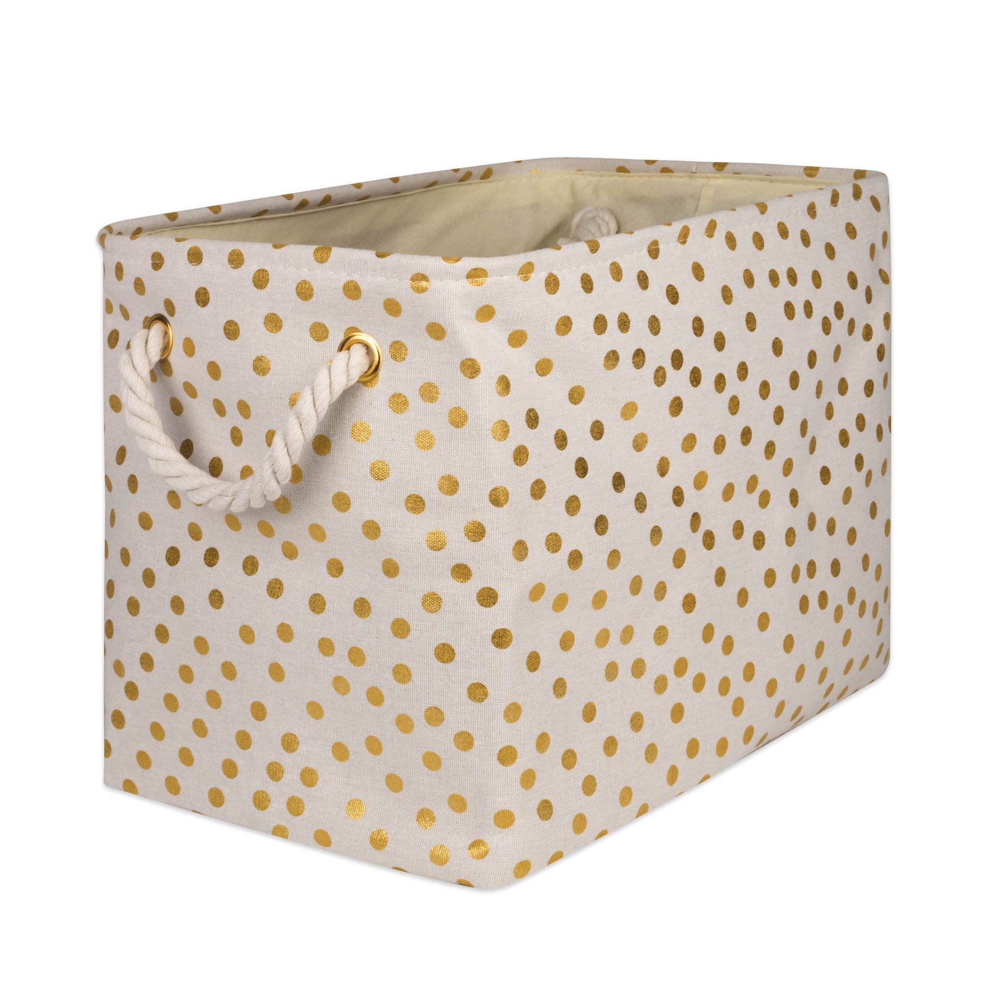 DII Polyester Storage Bin, Gold Metallic Collection Collapsible with Handles, Medium, Natural
