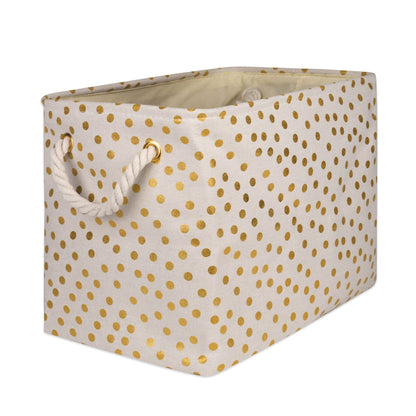 DII Polyester Storage Bin, Gold Metallic Collection Collapsible with Handles, Medium, Natural