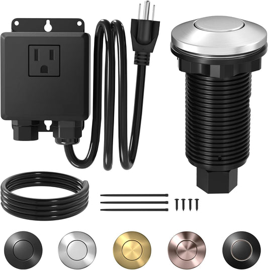 Joinfworld Garbage Disposal Button Kit, Garbage Disposal Air Switch Kit Sink Top Switch for Garbage