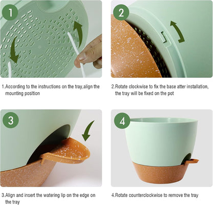 10 Inch Self Watering Hanging Pots, 2 Pack Hanging Planters with 40oZ Deep Reservior for Indoor Outdoor Plants Flowers, Green with Brown