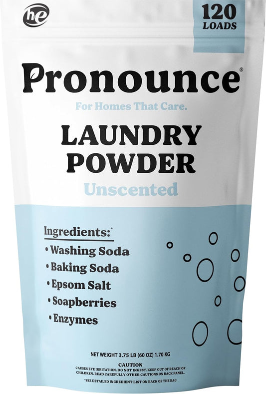 Pronounce Laundry Detergent Powder Alternative | Earth-Derived Ingredients, Eco-Friendly, Safer for
