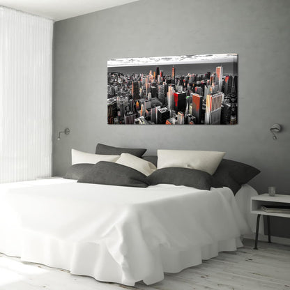 Nachic Wall Black and White Chicago Canvas Print Art Modern Chicago Downtown at Sunset Pictures Painting Modern Cityscape Giclee Artwork for Home Office Living Room Bedroom Decoration 24x48Inches