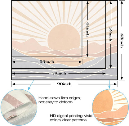 Lunerfex Boho Sun Tapestry Sunset Wall Tapestry, Mountain Tapestries for Bedroom 80s Tapestries Wall Hanging for Bedroom Living Room Decor Boho-3 60"x80"