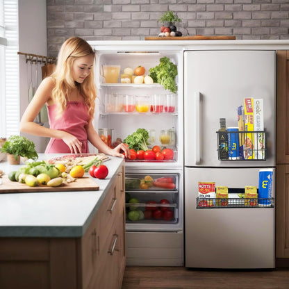 Bruda 2 Pack Magnetic Storage Rack for Spice, Magnetic Organization Shelf for Refrigerator, Fridge, Washing Machine, Oven, Coffee Maker, Metal Peg Board, Stacked Washer and Dryer 010