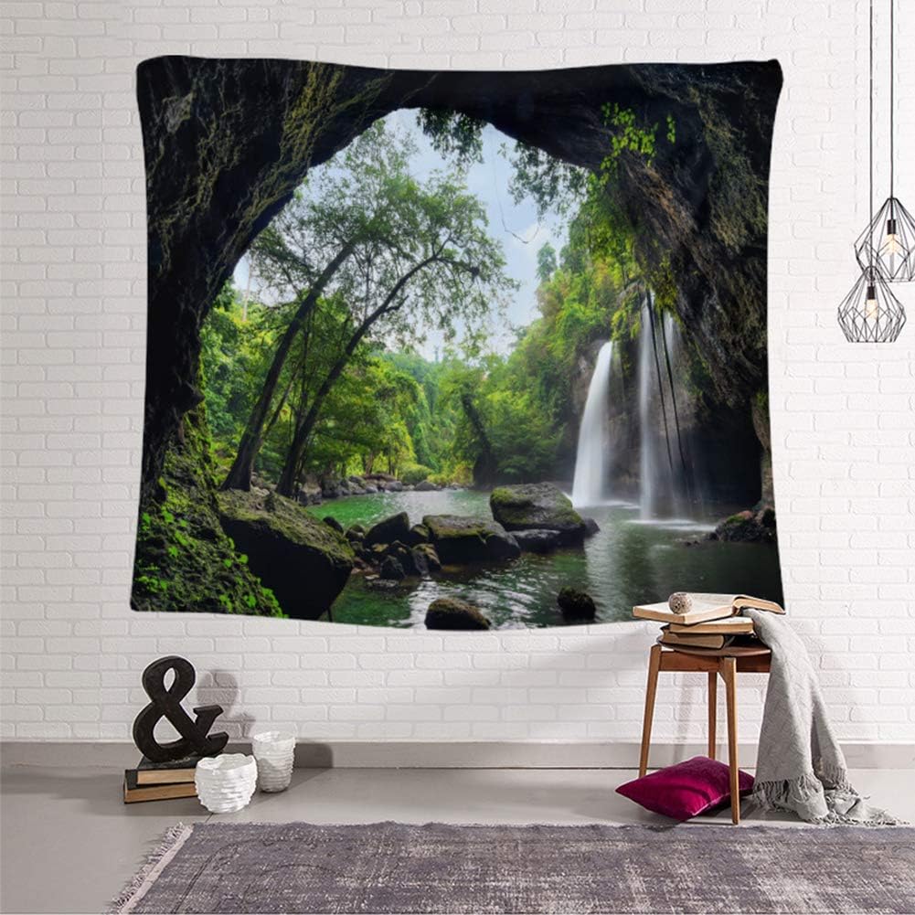 Llamazing Forest Landscape Tapestry for Home Decor - Living Room Bedroom Decoration Magic Curtain (Waterfall, 60''L51''W)