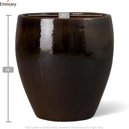 Emissary Home and Garden 18.5in. L x 19in. H Java Stoneware Round Planter with High-fire Treatment (Set of 1)