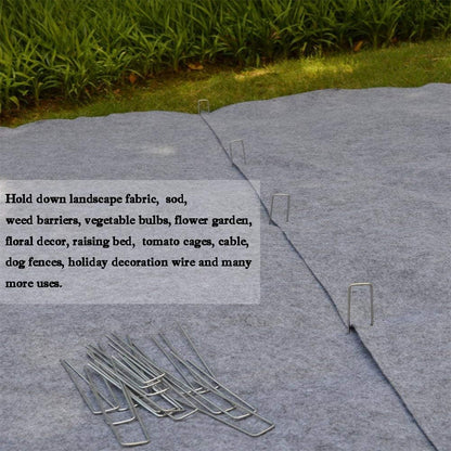 Petgrow 6 Inch Garden Stakes Galvanized Landscape Staples,U-Type Turf Staples for Artificial Grass, Rust Proof Sod Pins Stakes for Securing Fences Weed Barrier,Outdoor Wires Cords Tents Tarps,100