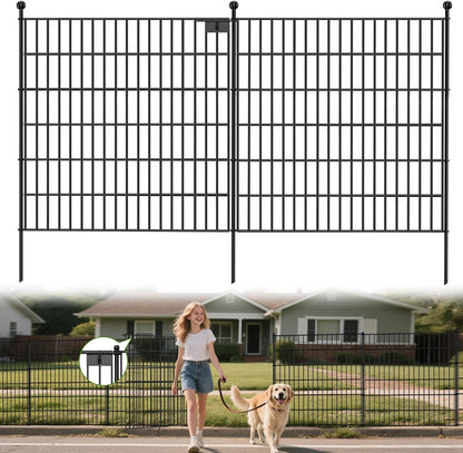 Land Guard 10-Panels No Dig Decorative Fence 30 in(H) x 25 ft(L), Tall Garden Fence Animal Barrier, Removable Fence for Garden, Rustproof Metal Animal Barrier Ground Stakes Fencing