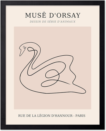 Poster Master Vintage Poster - Retro One Line Swan Drawing Print - Swan Art - Bird Art - Minimal Gift for Her, Animal Lover - Abstract Decor for Home, Office, Bedroom - 8x10 UNFRAMED Wall Art