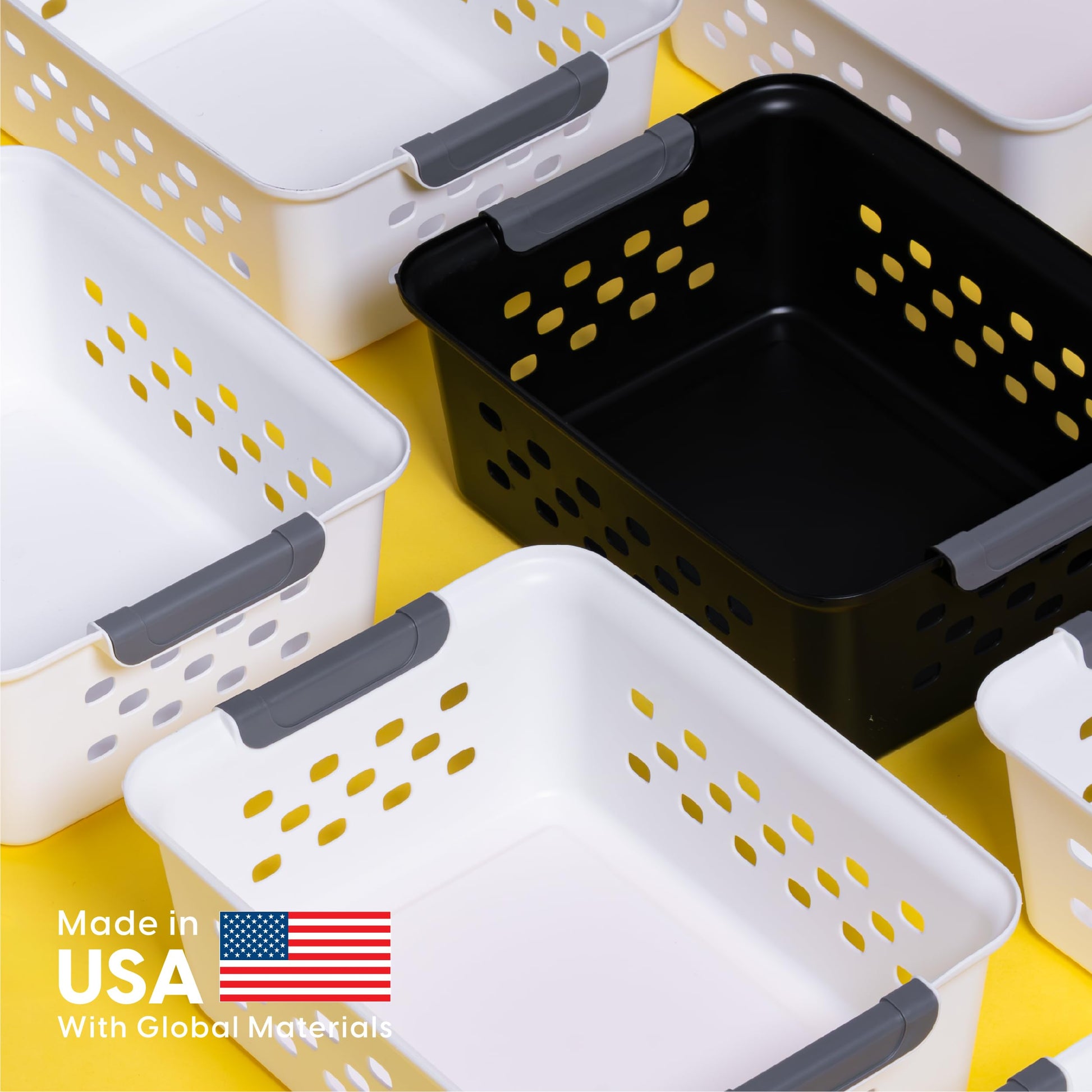 IRIS USA 4-Pack, Medium Plastic Storage Basket, White