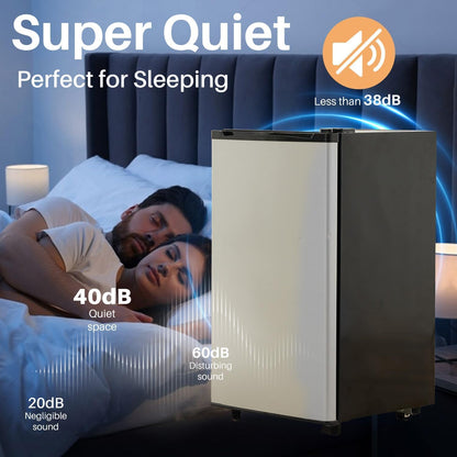 Atilioo Upgraded Mini Fridge with Freezer 3.2 Cu.Ft Compact Dorm Refrigerator Small Cooler for Bedroom Office, Single Door Adjustable Thermostat Low Noise, 17.5" D x 17.7" W x 31.5" H, Black