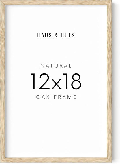 HAUS AND HUES 12 by 18 Picture Frame Set of 1-12 x 18 Poster Frame, 18x12 Light Wood Frame, 12x18 Frame, 12 x 18 Frame Natural Wood, 12 x 18 Picture Frame Wooden (Beige Frame)
