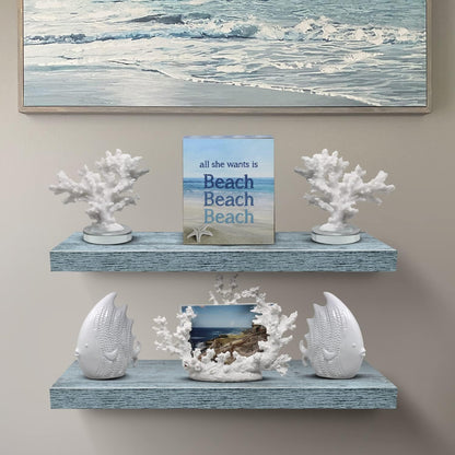 Sorbus Floating Shelves - 2 Pack 24 X 9 Inch Rustic Blue Wall Shelves for Bedroom, Kitchen, Living Room, Bathroom Shelves, Home Decor - Extra Long Floating Shelf for Trophy, Books Frames, Toilet Paper
