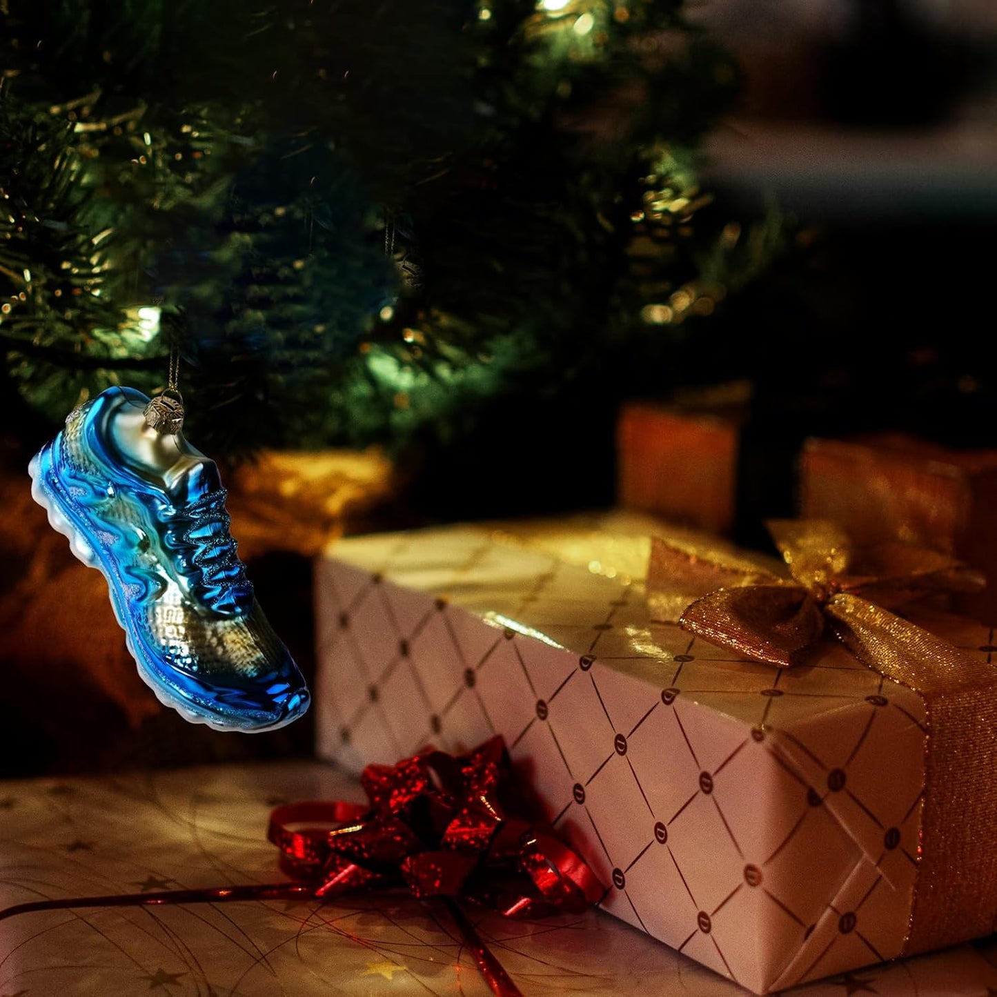 Hanging Christmas Ornaments, 2025 Glass Blown Christmas Tree Ornaments, Blue Christmas Tree Decorations, Funny Gifts & Home Decor, Running Shoes