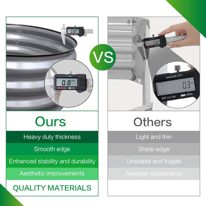 GARDMAX 2 Pack 2x2x1FT Galvanized Round Raised Garden Bed Kit, Metal Planter Boxes Outdoor with Easy Assembly, Large Garden Bed for Vegetables, Fruits, Flower, Herbs Silver