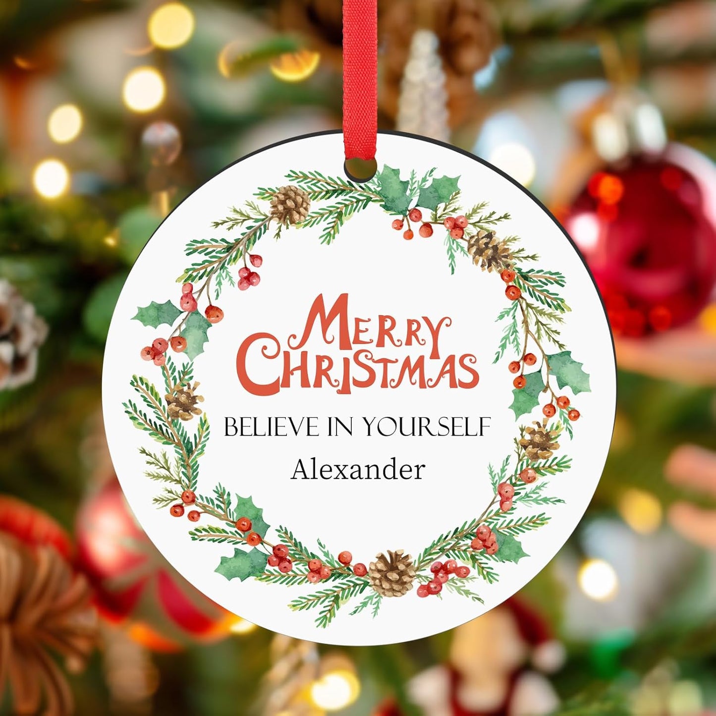 Personalized Christmas Ornaments 2025 Wood Custom Photo Picture Text Christmas Ornament Personalized Ornament Christmas Xmas Tree Decorations for Kids Couples Family Friends