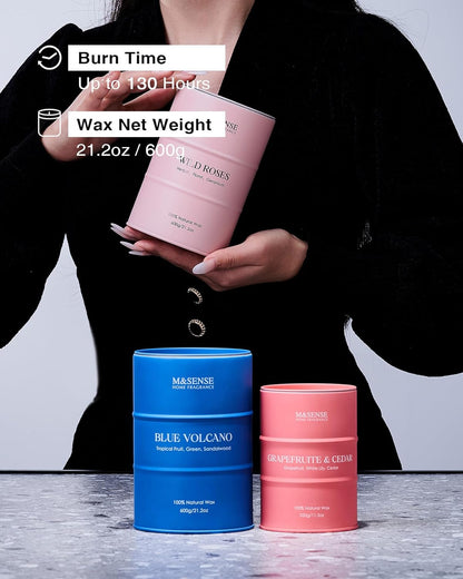 M&SENSE Wild Rose Large Natural Scented Candle, 120 Hours Long Lasting Soy Candles 21.2oz, Stress Relief Luxury Aromatherapy Candles for Women, Romantic Candle Valentines Day Gifts for Her