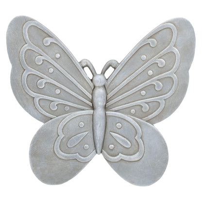 NAT & Jules Animal Character Shaped Dimensional Indoor Outdoor 11 inch Cast Resin Decorative Garden Stepping Stone, Patio, Walkway Sculpture Yard Art, Stone Grey Butterfly