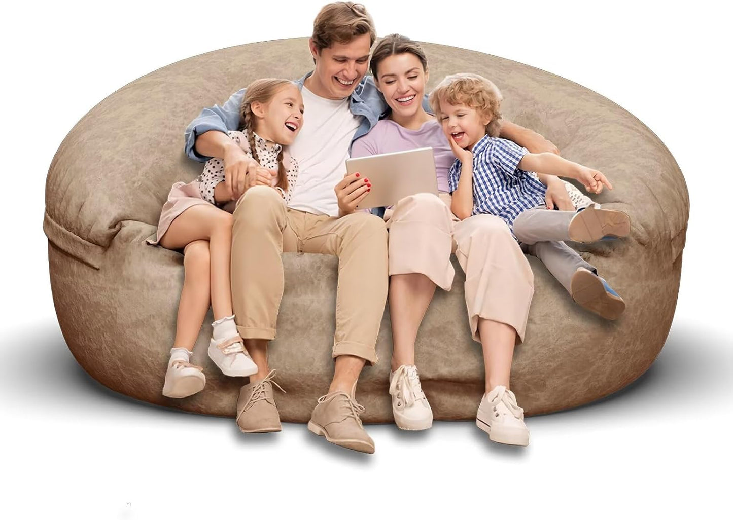 Bean Bag Chair for Adults 6FT,Soft Removable Cover for Teens/Girls Bedroom,Fluffy Giant Round Floor Beanbag Lounger Chairs (No Filler,Tan)