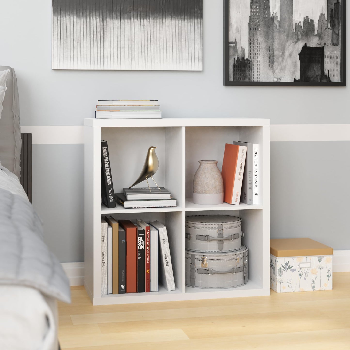ClosetMaid 4 Cube Storage Shelf Organizer Bookshelf with Back Panel, Easy Assembly, Wood, White