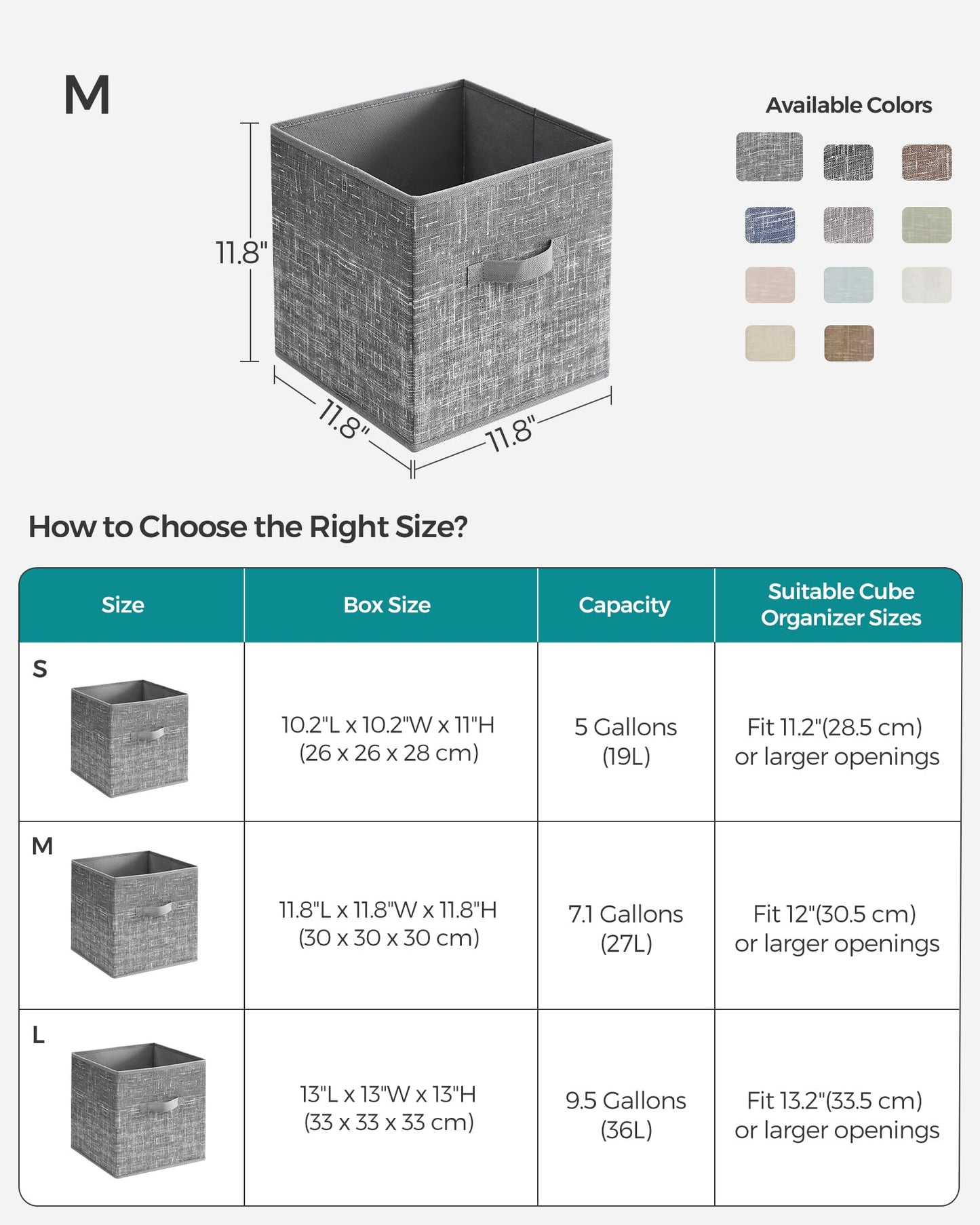 SONGMICS Storage Cubes, Set of 6, 11.8-Inch Foldable Closet Organizers