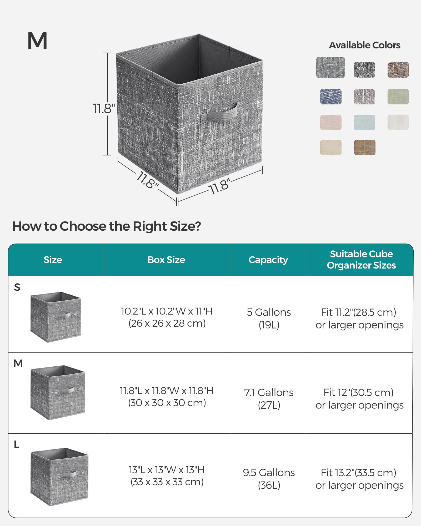 SONGMICS Storage Cubes, Set of 6, 11.8-Inch Foldable Closet Organizers