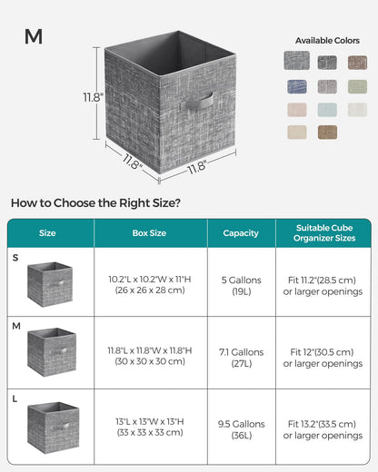SONGMICS Storage Cubes, Set of 6, 11.8-Inch Foldable Closet Organizers