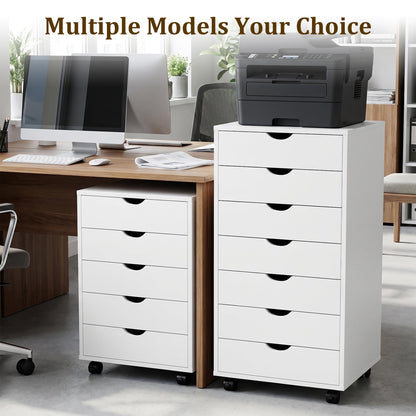 7 Drawer Mobile File Cabinet, Office Storage Cabinet, with Drawers