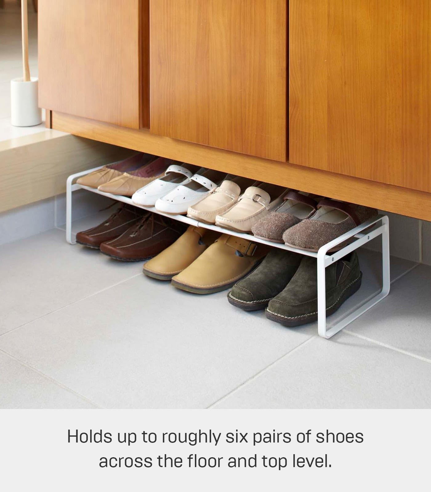 YAMAZAKI Home Frame Adjustable Shoe Rack - Spacesaving Storage Solution, 7" - Steel - Holds Up to 4