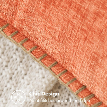 MIULEE Pack of 2 Couch Throw Pillow Covers 20x20 Inch Coral Red Farmhouse Decorative Pillow Covers with Stitched Edge Soft Chenille Solid Dyed Pillow Covers for Sofa Bed Living Room