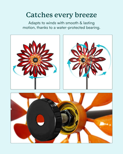 Wind Spinners Outdoor - Large Kinetic Metal Wind Sculptures & Spinners for Yard and Garden, Yard Spinner Decor for Outside (22" W x 83" H)
