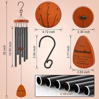 Birthday Gifts for Grandma, Grandmother Gift for Birthday, Mothers Day, Thanksgiving, Christmas, 32 Inch Wind Chimes Gift for Home Decor