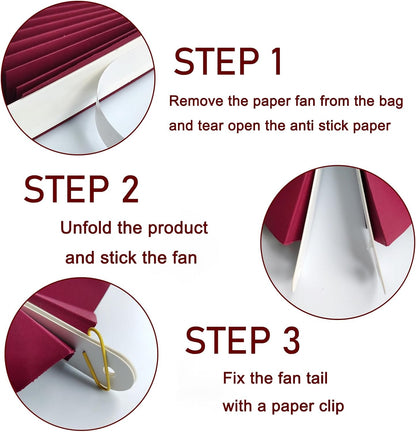 BARTHEW Red Party Decorations,Paper Decorations for Party,Girls Party Decorations Party Paper Fans Bulk 16in,Anniversary Decorations for Party 30 Color DIY Set （Wine Red）