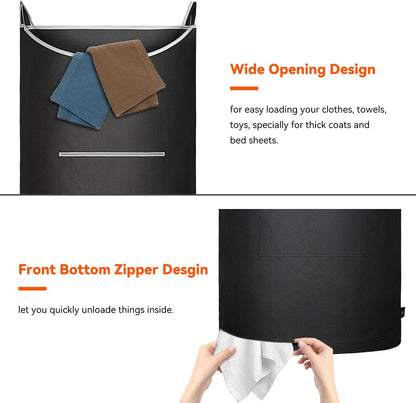 XL Hanging Laundry Hamper Bag, Black Door Hanging Hamper with Large Openging, Hanging Laundry Bag and Basket for Home, Dorm, or Travel,Durable and Stylish Design(Black 36x22Inch)
