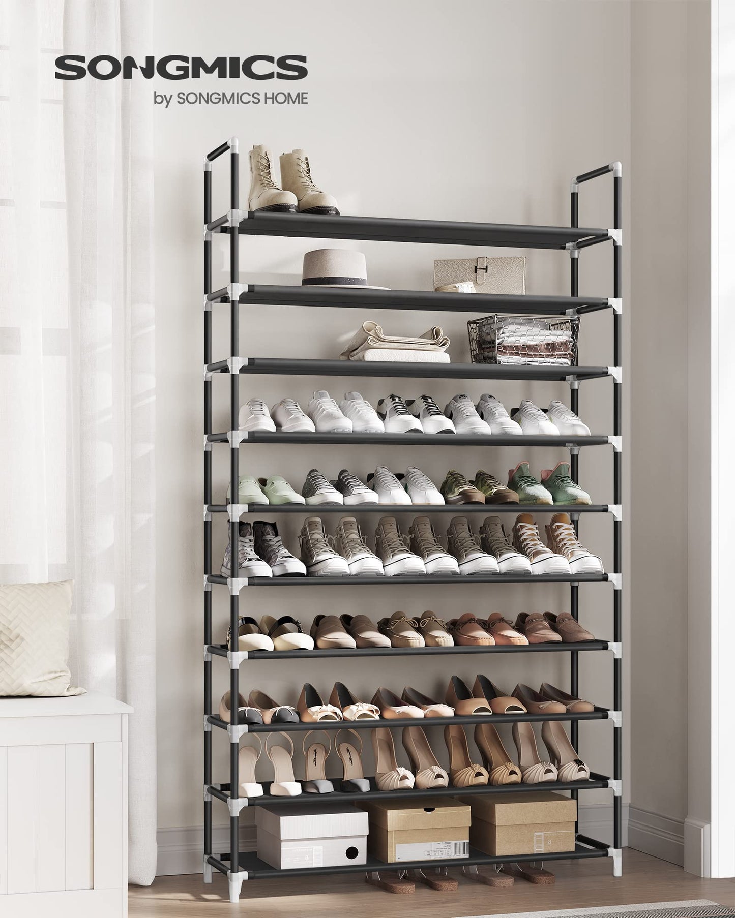 SONGMICS Shoe Rack, 10-Tier Shoe Shelf, Shoe Storage Organizer
