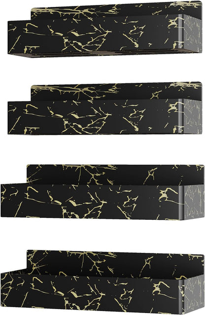 Magnetic Spice Rack for Refrigerator, Kitchen Organizer and Storage Shelf, Black Gold(4 Pack)