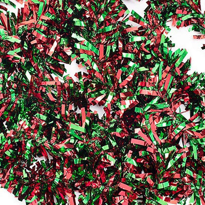 Anderson's Red & Green Metallic Tinsel Twist for Trailer Or Golf Cart, 4 inches Wide x 25 ft Long, Christmas, Birthday, New Year's Eve, Graduation and Holiday Garland Decor for Parties and Parades