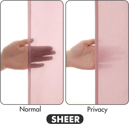 MIULEE Baby Pink Privacy Sheer Curtains That Let Light in 63 Inches Long Non-See-Through Semi Sheer Curtain Light Filtering Window Curtains Drapes for Living Room Bedroom 2 Panels Set 42 X 63