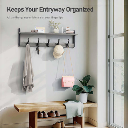 Tatub 29" Rustic Coat Rack Wall Mount with Shelf, Heavy Duty Wall Hooks with Shelf, Entryway Rustic