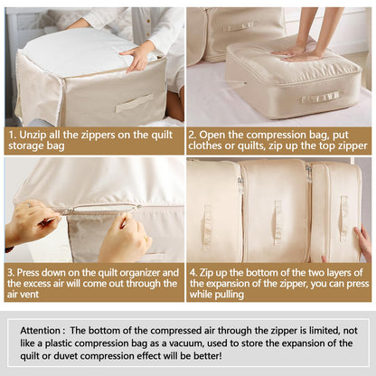 6 Pack Space Saving Comforter Storage Bag with Handle, 3-Layer Compression Blanket Storage Bags