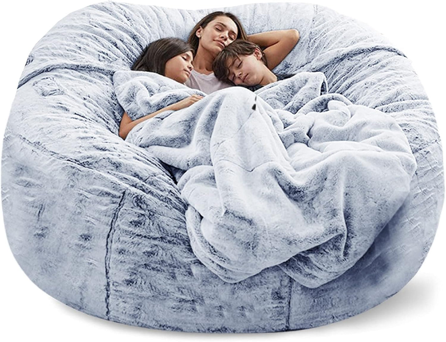 Big Huge Giant Bean Bag Chair for Adults, (No Filler) Bean Bag Chairs in Multiple Sizes and Colors Giant Foam-Filling Required- Machine Washable Covers, Double Stitched Seams (Snow Gray,6FT)