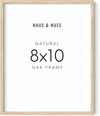 HAUS AND HUES Beige Oak Wood 8x10 Picture Frame - Modern Wood Wall Art Display - Lightweight 8x10 Frame for Art Prints, Photos, Posters - Ready-to-Hang Vertically & Horizontally