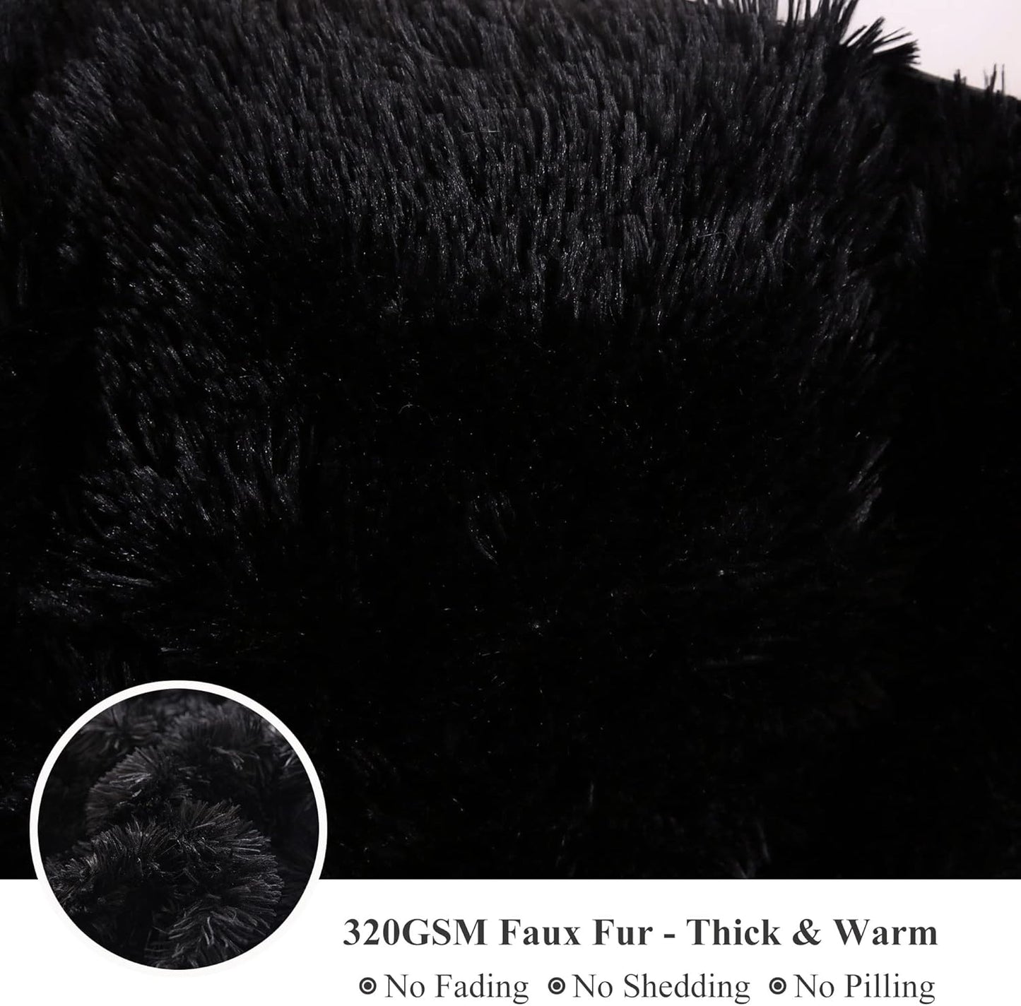 XeGe Luxury Faux Fur Throw Blanket, Black Soft 50x60 Fluffy Blanket Throw, Shaggy Plush Decorative Couch Blanket, Cute Furry Bed Throw Fuzzy Lap Blanket for Kids Women Men Teen Girls Black