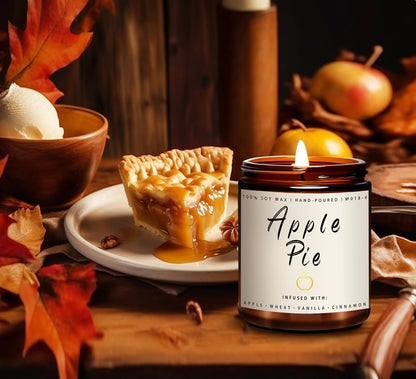 Fall Candles, Apple Pie Scented Candle for Home- Fall Scented Candles Gift Set for Women & Men, Autumn Aromatherapy Candle for Holiday, Thanksgiving, Cozy Home Décor，Long-Lasting Fragrance，7 oz