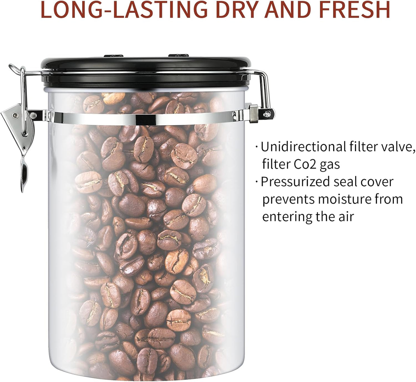 malmo Coffee Canister, Airtight Coffee Container with Date Tracker Lid, Stainless Steel Canister for Kitchen Food Storage (Black-Copper, 22oz)